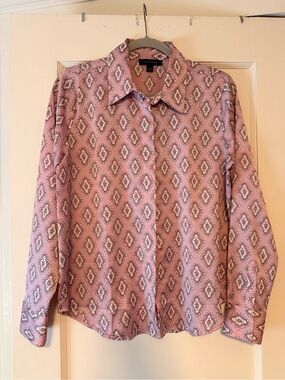 Ann Taylor Pink Diamond-Pattern Men's Button-Down Shirt